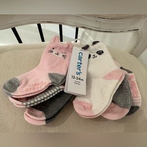 🤍 12~24 Mth Baby Socks 6 Pack Panda & Kitty NWT